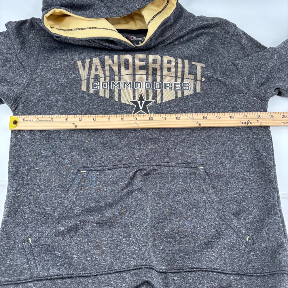 Champion‎ Vanderbilt Commodores Hoodie Kids Large Charcoal Gold Excellent Fleece - Picture 3 of 9